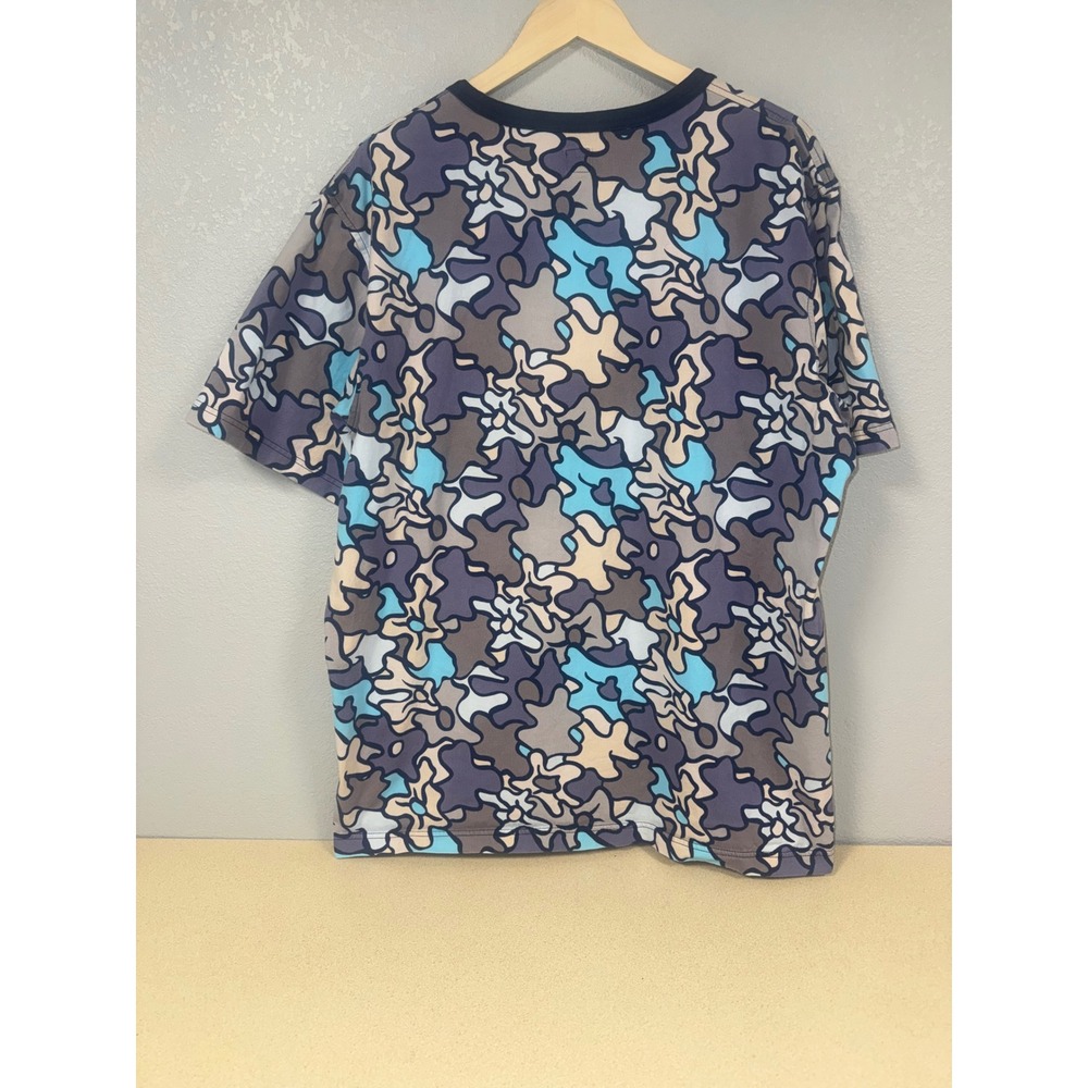 Y2Kk Adidas Safety Camo Graphic T Shirt Men's 2XL Blue Brown‎ Gray Short Sleeve - Picture 4 of 5